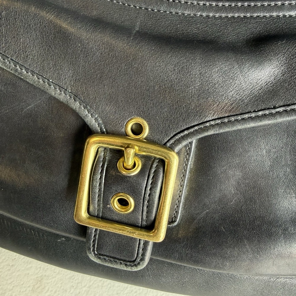 Vintage Coach Y2K Black Leather Legacy Saddle Bag 9340 - Picture 5 of 11